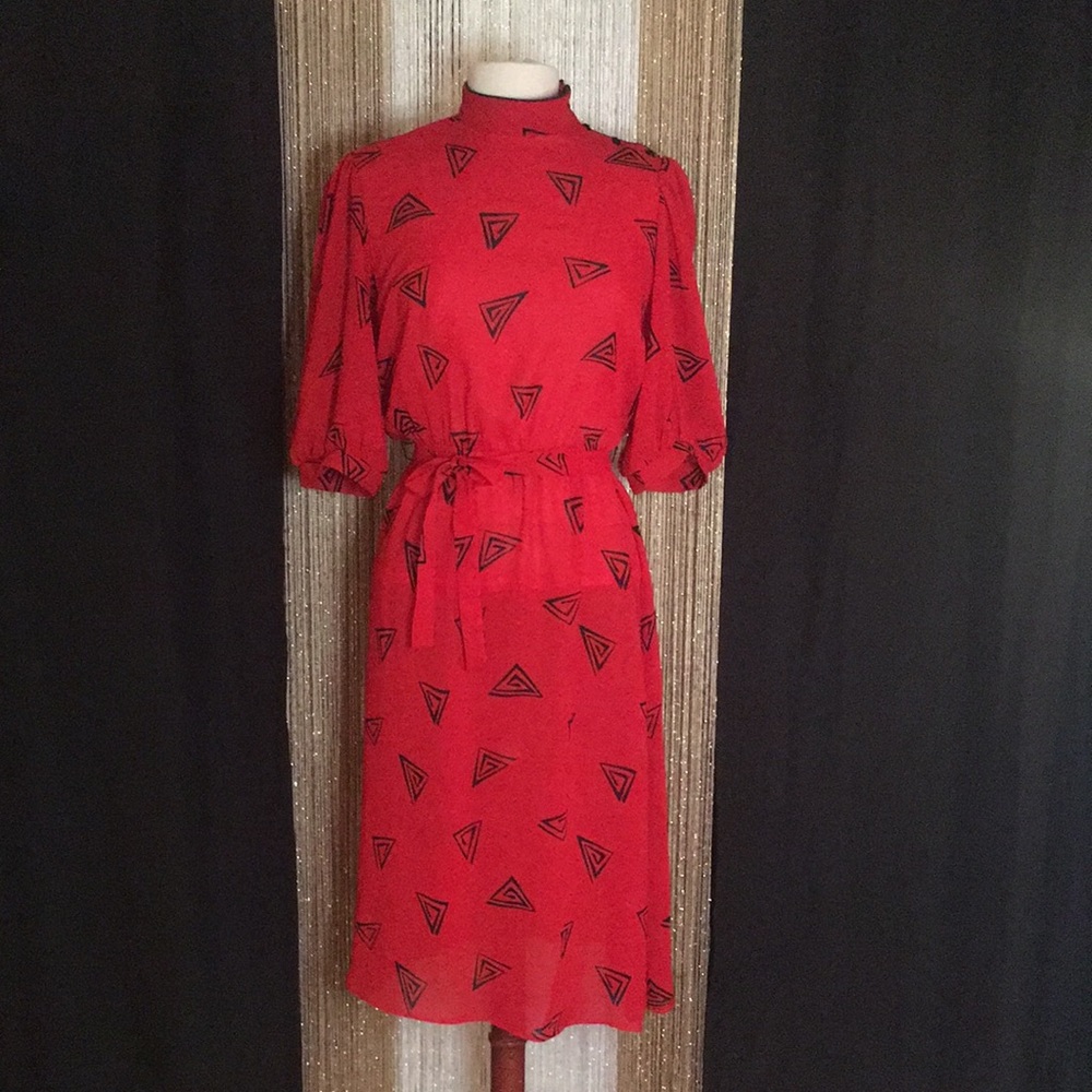 Vintage Graphic Print Dress